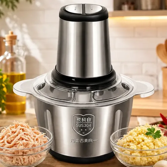 Multiprocessador Elétrico De Alimentos Em Inox 2l Triturador De Alho Tempero Processador De Carne E