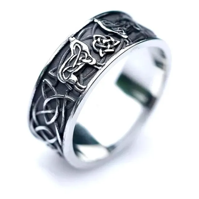 Anillo Lobo Vikingo Celta Nórdico Amuleto Acero Inoxidable