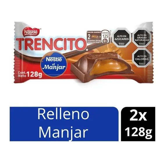 Chocolate Trencito® Relleno Con Manjar 2x128g