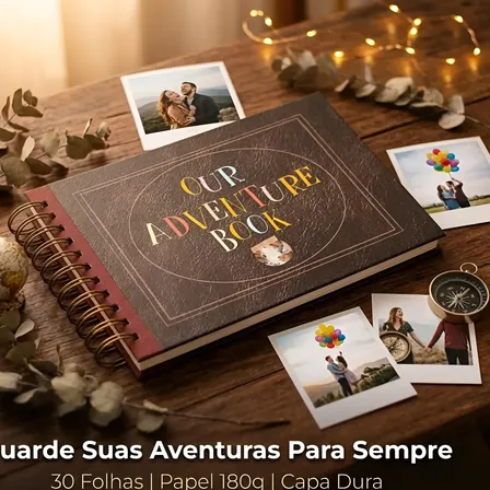 Álbum Scrapbook Our Adventure Book Capa Dura 30 Folhas A5 Marrom Our Adventure Book