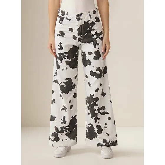 Pantalón Mujer Soluna Moda Print Vaca Gabardina Rígido