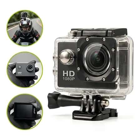Camera Filmadora Esportiva Aventura Capacete Trilha 1080p Hd Preto