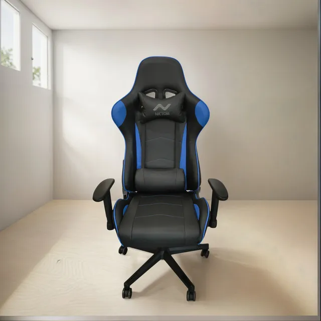 Silla Gamer Pc Ergonomica Sg02 Azul Nictom Reclinable Material del tapizado Cuero sintético
