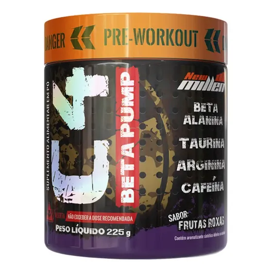 Pré Treino C4 Beta Pump 225g New Millen Diversos Sabores Sabor Frutas Roxas
