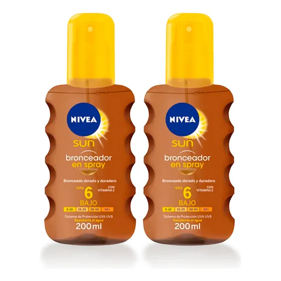 Nivea Aceite Bronceador En Spray Fps6, 200 Ml X2