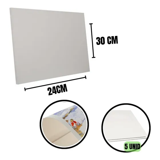 Pack 5 Lienzos Sin Bastidor 24 X 30 Cm