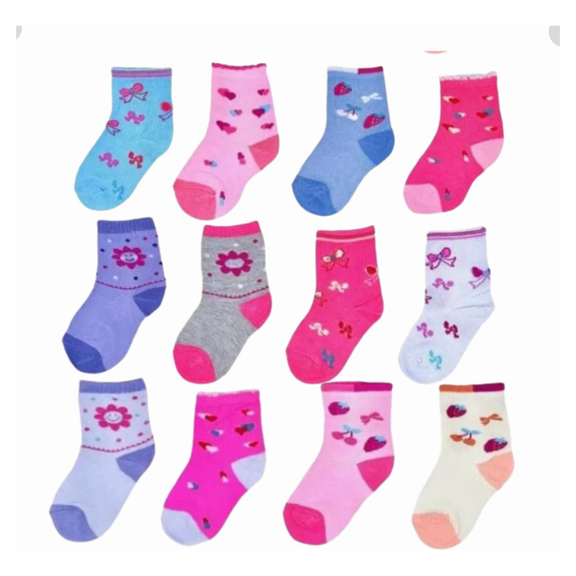 Kit 12 Pares Meia Infantil Cano Alto Unissex Atacado Cores