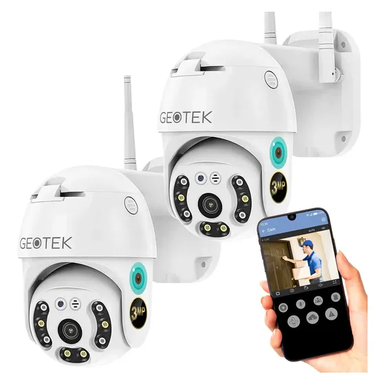 Kit 2 Camaras Seguridad Geotek 3mp Ip Wifi Exterior Full Hd Domo Vision Nocturna Inteligente Deteccion Movimiento