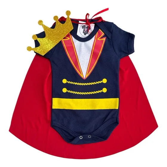 Body Bebê Menino Principe + Capa + Coroa - Mesversário 