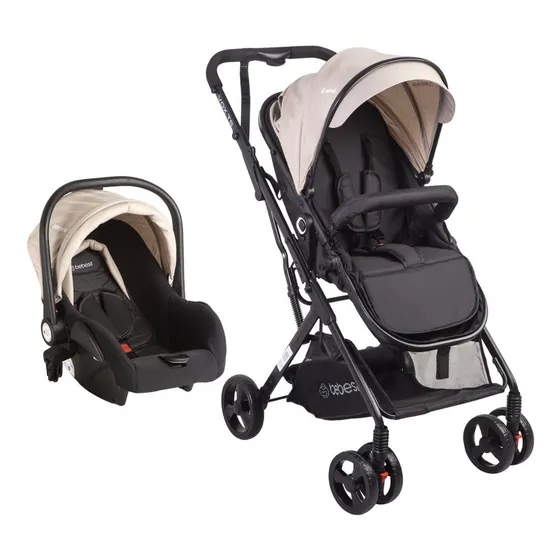 Coche de paseo travel system Bebesit Travel system Vox beige con chasis color negro