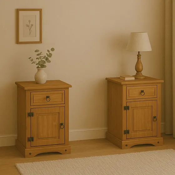 Promo 2 Mesa De Luz - Rustica - Madera - Dormitorio - Lcm