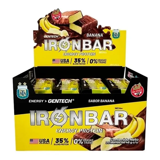 Iron Bar 46g Gentech Barra Proteinas Energetica Gluten Free 