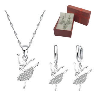 Juego Collar Y Aretes Plata Esterlina 925 Mod. Bailarina Juego Collar Y Aretes Plata Esterlina 925 Mod. Bailarina