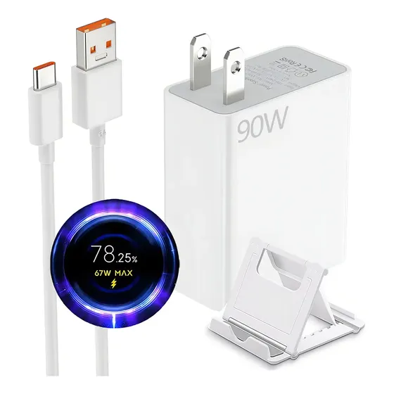 Cargador 90w Para Xiaomi Redmi Poco Tipo C Turbo Cargador Para Poco X7 Pro 5g Con Cable 1.5m 6a 90w/67w/45w/33w/18w/10w Blanco+ Soporte Cerobby