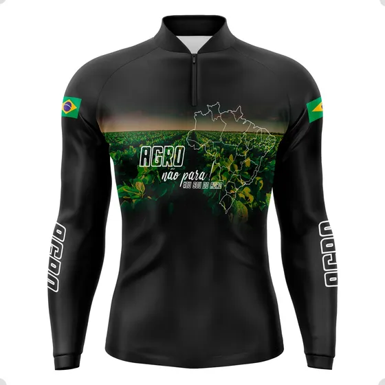 Camisa Agro Não Para Tecido Fresco Proteção Uv50+ Térmico