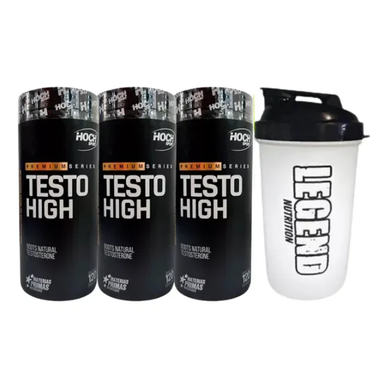 3 Testo High Hoch Sport Boost Natural Testosterone Premium 120 Cápsulas Vaso Legend
