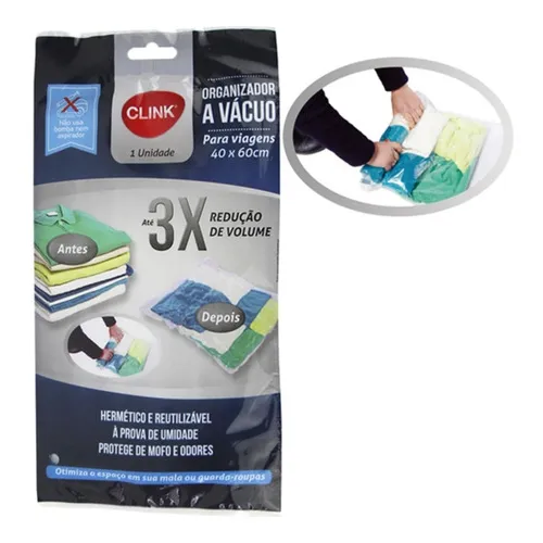 3 Sacos À Vácuo Roupa 40 X 60cm Não Usa Bomba Ou Aspirador