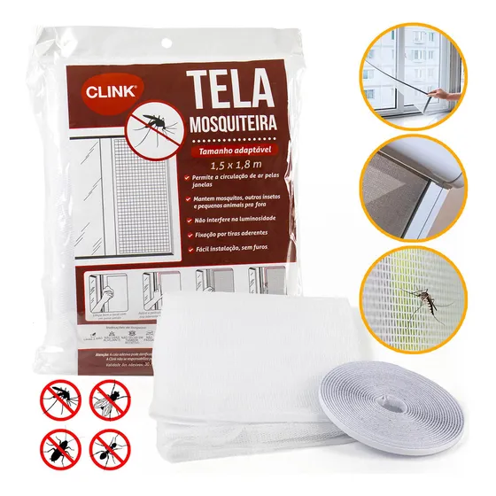 Tela Mosquiteira Janela Grande Velcro Ajustável Anti Inseto Mosquito Pernilongo 150x180 Com Fita Adesiva