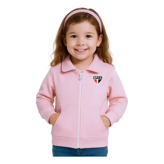 Blusa Infantil São Paulo Rosa Moletom Oficial