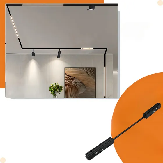 Kit 02 Emendas Junção Articulada Para Trilhos Magnético 48v Cor Preto 127/220V