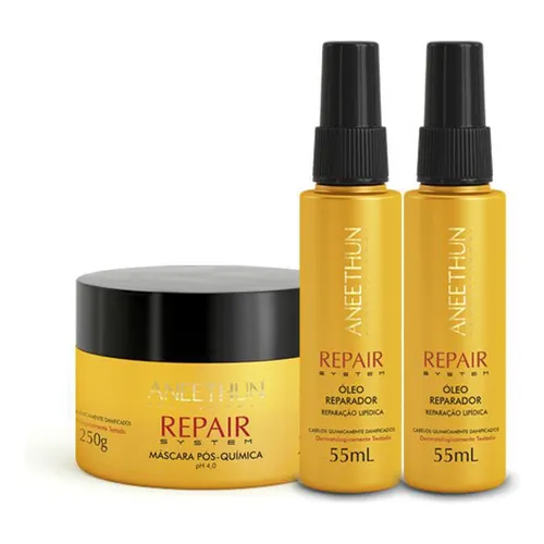 Kit Pós Química Aneethun Máscara Repair E Oléo - 3 Produtos
