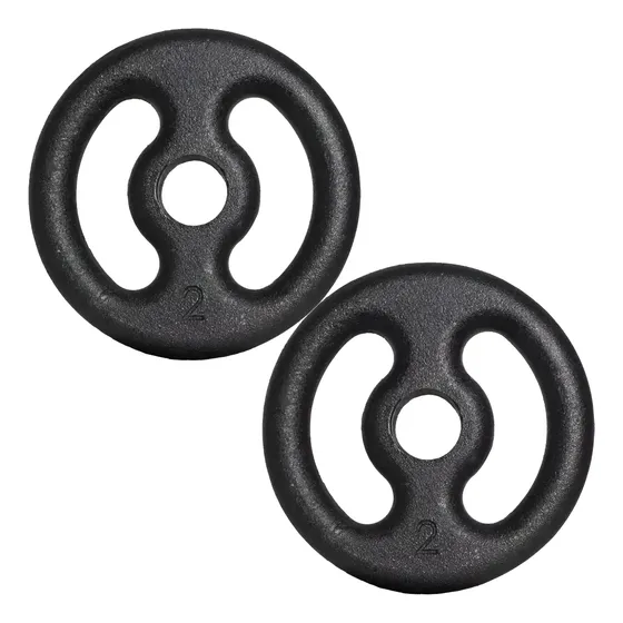Kit Anilha Pintada 2x2kg Peso de Academia Para Barra e Halteres Cor Preto