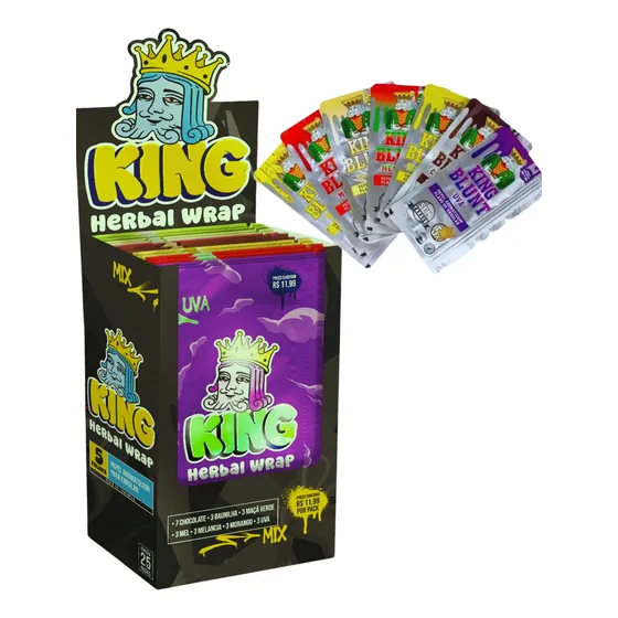 Caixa De Seda King Blunt Mix 25 Livretos Sabores Variados