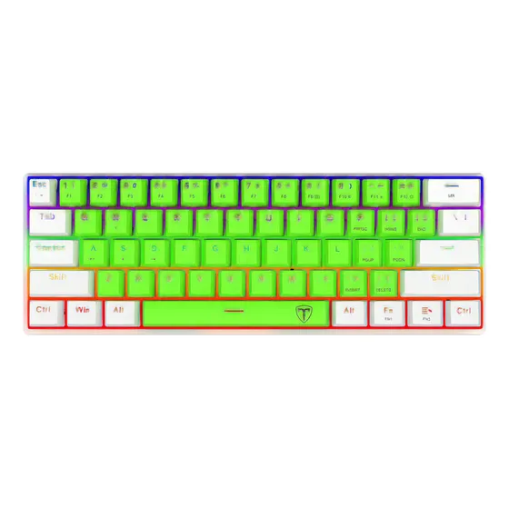 Teclado Mecánico 60%, T-dagger Arena Tgk321 Verde/blanco, Rainbow, Inglés, Brown Switch