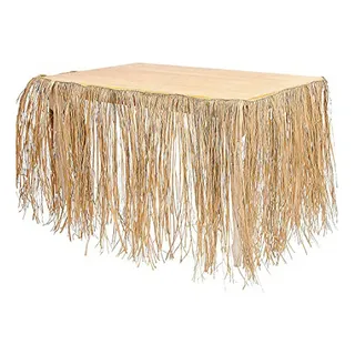 Falda De Mesa De Rafia Natural - Decoración Para Fiestas Lua Falda De Mesa De Rafia Natural - Decoración Para Fiestas Lua