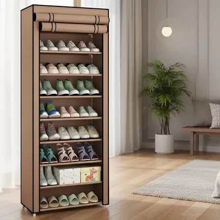 Sapateira Organizador De Sapatos Com 9 Prateleiras Tnt Cor Marrom-claro