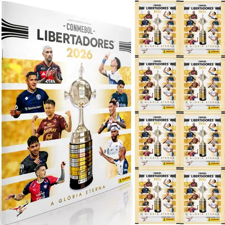 Álbum Libertadores 2026 Oficial + 100 Figurinhas + 20 Cards