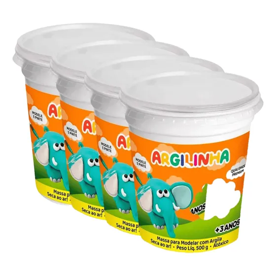 4x Massinha P/ Modelar Com Argila Uti Guti Argilinha 500g