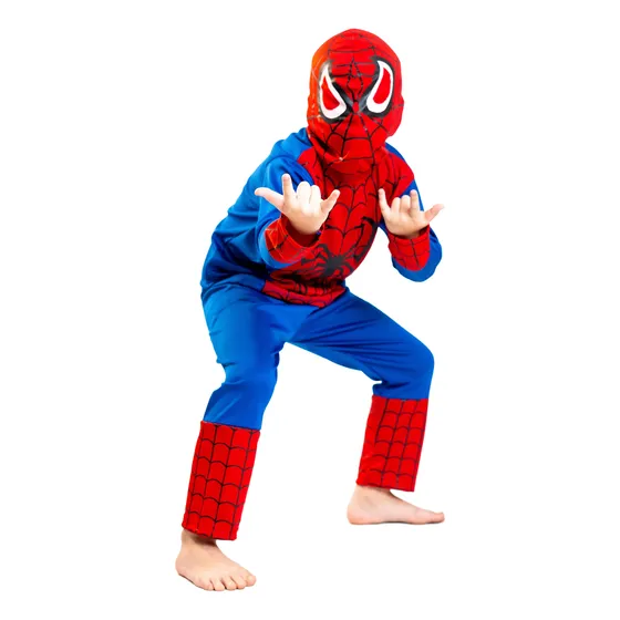 Disfraz Traje De Hombre Araña Spiderman Para Niños Poliester