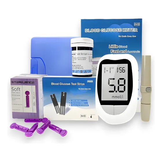 Glucómetro Digital Kit Glucosa Strips Tiras De Prueba Salud