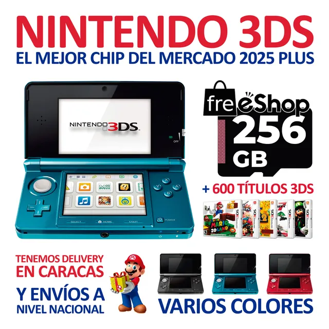 Nintendo 3ds: Consola 3ds + Chipfull2025 + 600 Títulos