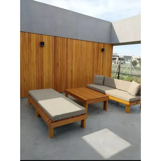 Juego Sillones Jardín Exterior Madera Patio