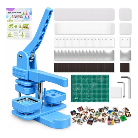 Máquina De Botton Quadrados Kit 100 Ímãs De Geladeira 5x5cm Azul-celeste Ima De Geladeira