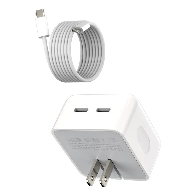 Cargador Dual 35w Carga Rápida Usb C + Cable C Para iPhone