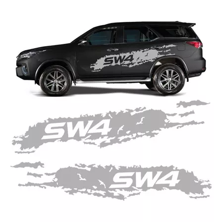 Faixa Lateral Toyota Hilux Sw4 Adesivo Personalizado Prata