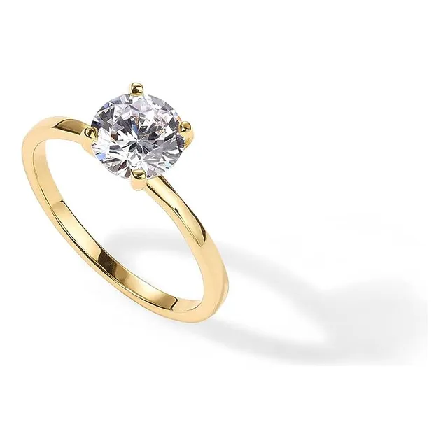 Anillo De Compromiso Boda 1.5 Quilates Bañado En Oro 14k