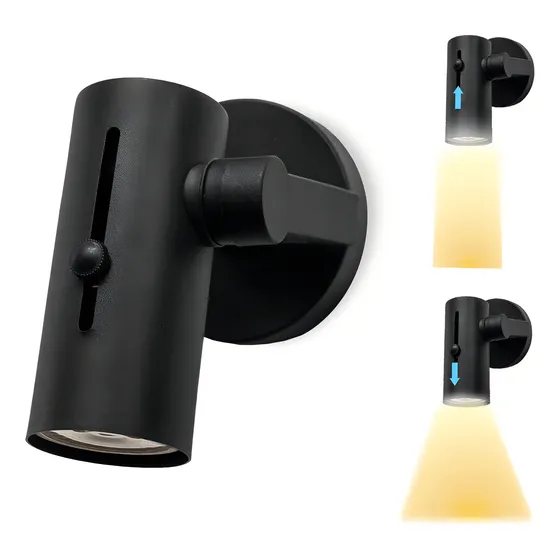 Aplique De Pared O Techo Spot Led 1 Luz Regulable Gu10 Lavy Estructura Negro