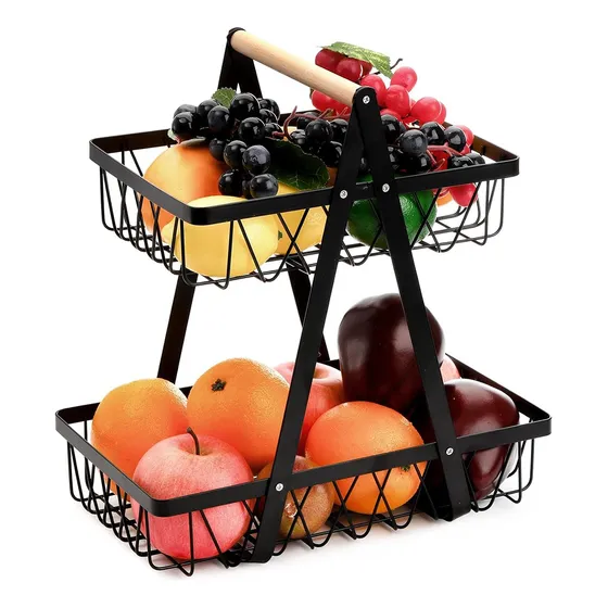 Cesto De Frutas Legumes Multiuso Fruteira De Mesa 2 Andares