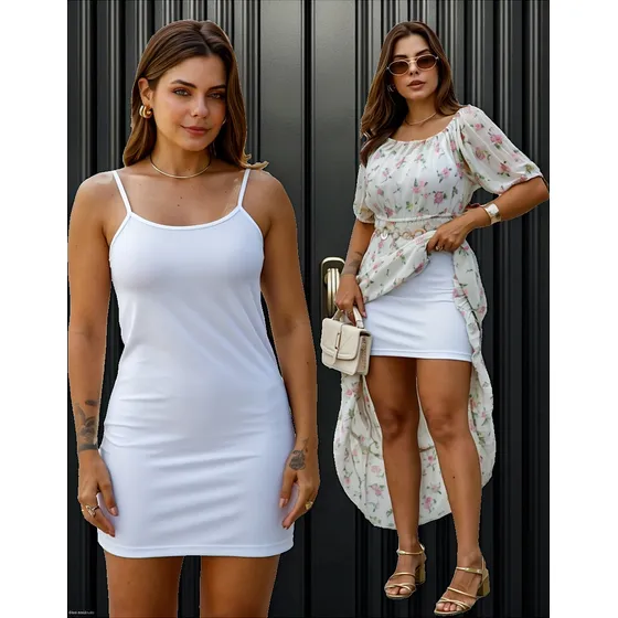 Vestido De Alcinha Básico Sem Bojo Anágua Semi Transparente