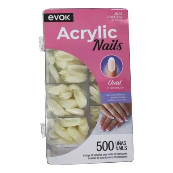 Uñas Postizas Ovaladas Evok 500 Unidades Os5