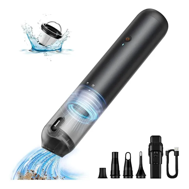 Aspiradora 12v Para Auto Baseus Portátil Potente Inalámbrica Color Negro