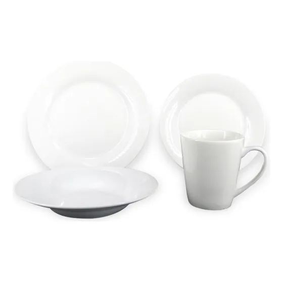 Set Vajilla Loza 16 Piezas Color Blanco