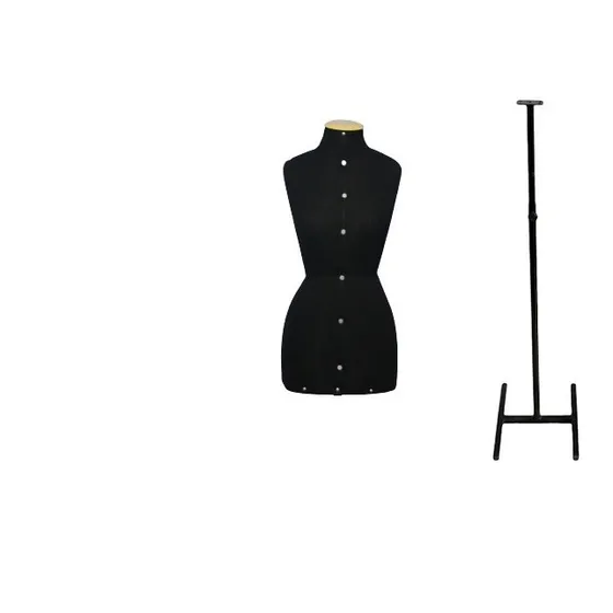 Busto De Costura Preto Com Pedestal Preto - Completo