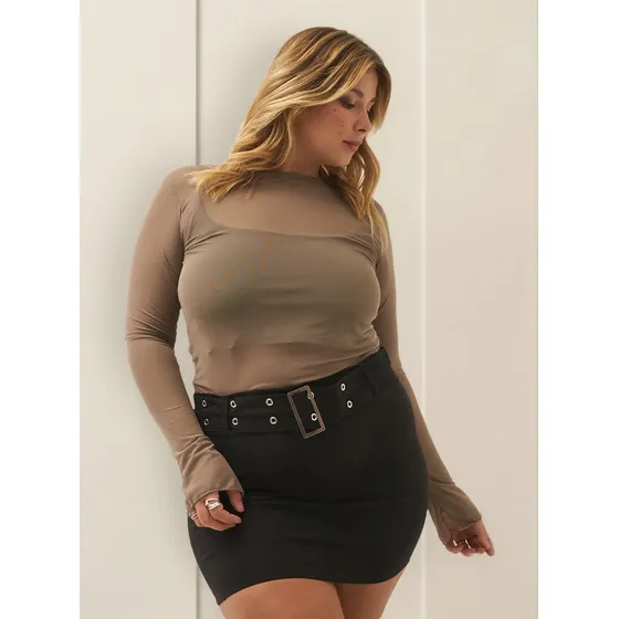 Remera Top De Tul Lisa Traslucida Wilda Mujer Naif