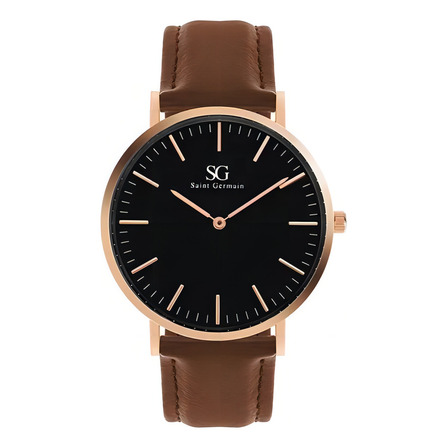 Relógio Minimalista De Couro Bronx Black Rosé Gold 40mm Cor Da Correia Marrom Cor Do Fundo Preto Relógio Minimalista De Couro Bronx Black Rosé Gold 40mm Cor Da Correia Marrom Cor Do Fundo Preto