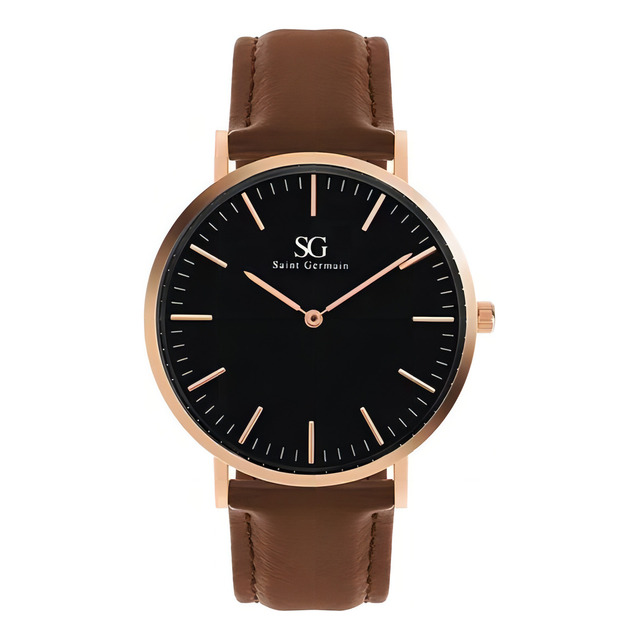 Relógio Minimalista De Couro Bronx Black Rosé Gold 40mm Cor Da Correia Marrom Cor Do Fundo... Relógio Minimalista De Couro Bronx Black Rosé Gold 40mm Cor Da Correia Marrom Cor Do Fundo...